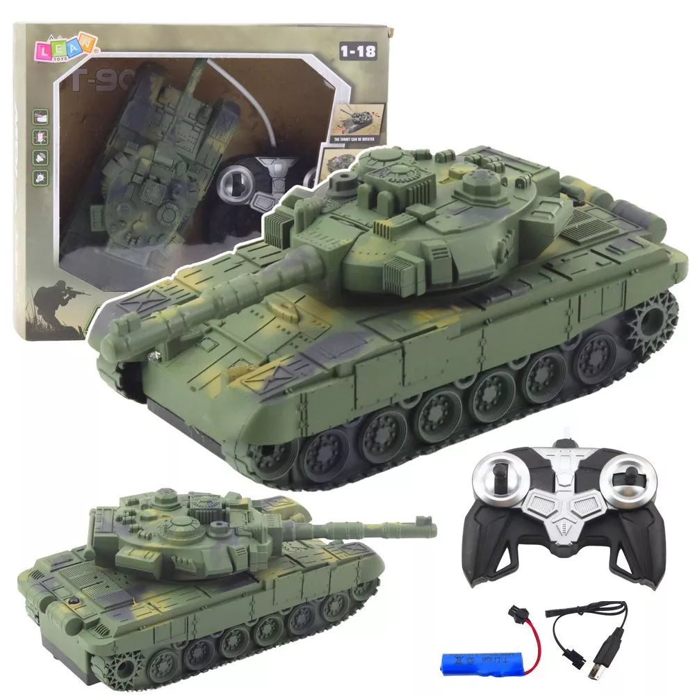 T90 nuotolinio valdymo tankas – 1:18 mastelis, karinė žalia spalva